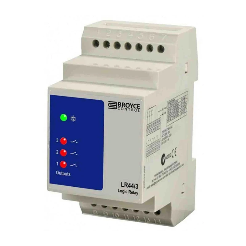 Broyce Control Monitoring Relay 3PST DIN Rail Mount 100V AC 230V AC 100-230V DC LR44/3 100-230V AC/DC