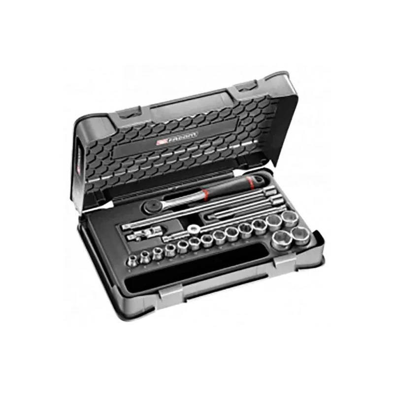 Facom 20-Piece 3/8 in 6 Point Socket Set J.161-3P6 Bright Chrome Chrome Vanadium Steel Taiwan Province Of China