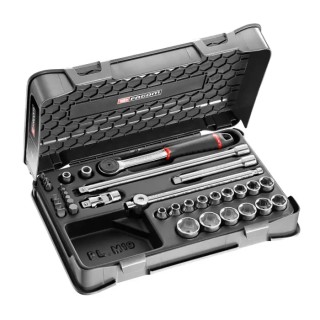 Facom 35-Piece 3/8 in 6 Point Socket & Bit Set J.431BSP Chrome Vanadium Steel, Metric Sockets 7-22 mm France