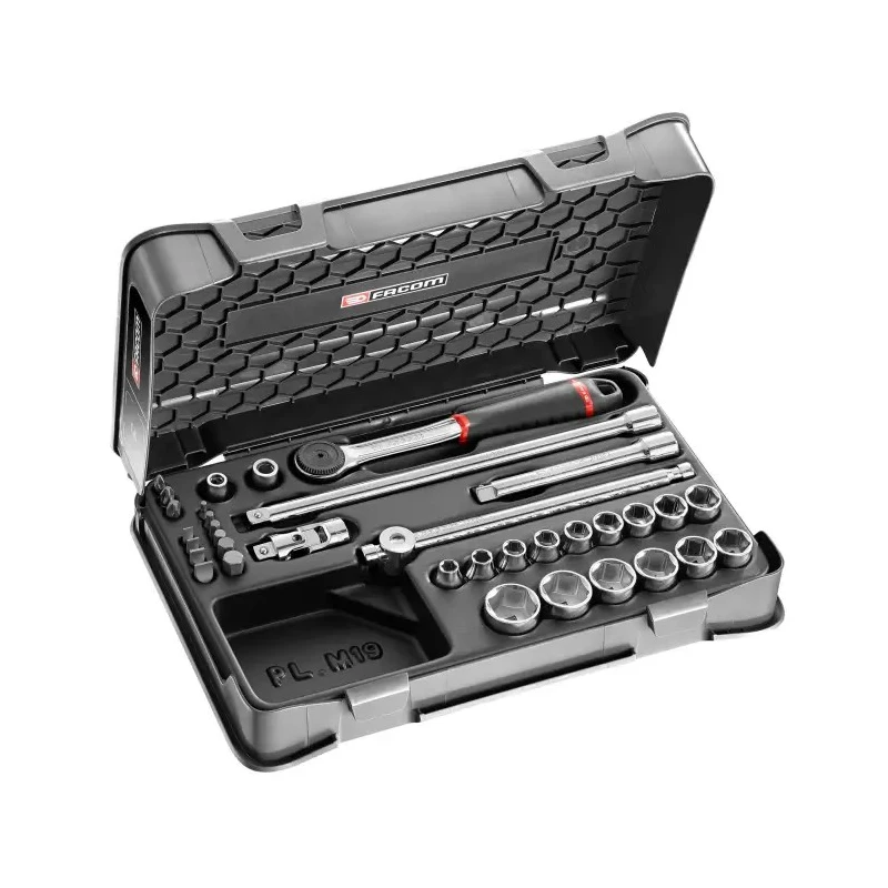 Facom 35-Piece 3/8 in 6 Point Socket & Bit Set J.431BSP Chrome Vanadium Steel, Metric Sockets 7-22 mm France