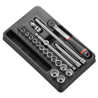 Facom 20-Piece 3/8 in Drive 6 Point Socket Set Chrome Vanadium Steel MOD.J161-36