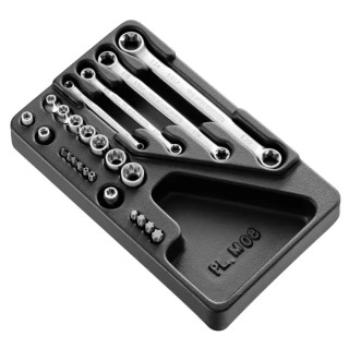 Facom 24-Piece 1/2 in Standard Socket Set Chrome Vanadium Steel Bright Chrome Finish MOD.TX1A