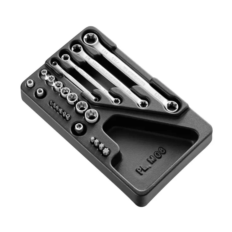 Facom 24-Piece 1/2 in Standard Socket Set Chrome Vanadium Steel Bright Chrome Finish MOD.TX1A