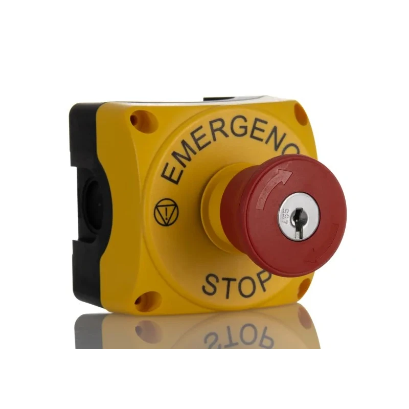 Lovato Electric Key Release Emergency Stop Push Button Surface Mount 40 mm Cutout 1 NC IP66 IP67 IP69K S1PY
