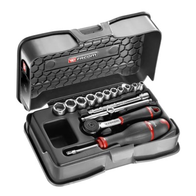 Facom 15-Piece 1/4 in Drive 6 Point Socket Set Chrome Vanadium Steel R.161-1P6U