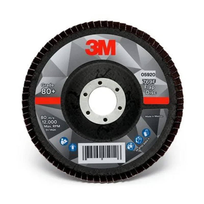 3M 769F Zirconia Aluminium Flap Disc, 115 mm Diameter, Fine Grade, P80 Grit, Quick Change Attachment 7100196820