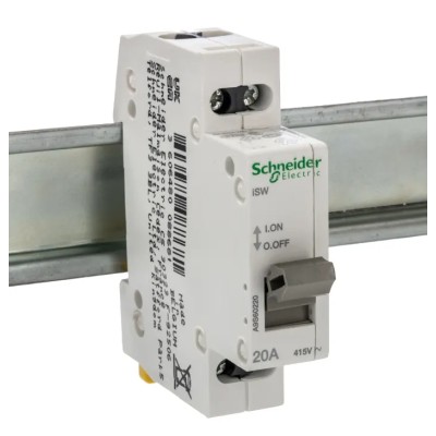 Schneider Electric 2-Pole DIN Rail Isolator Switch IP40 20A ISW Series A9S60220