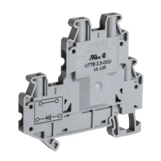 Phoenix Contact UTTB 2.5-DIO/UL-UR Series Grey 2-Level Feed Through Component Terminal Block 500V 28A Screw 3046728