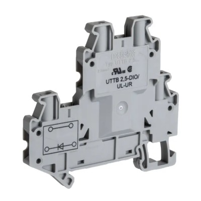 Phoenix Contact UTTB 2.5-DIO/UL-UR Series Grey 2-Level Feed Through Component Terminal Block 500V 28A Screw 3046728