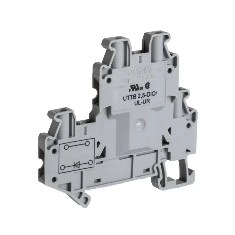 Phoenix Contact UTTB 2.5-DIO/UL-UR Series Grey 2-Level Feed Through Component Terminal Block 500V 28A Screw 3046728