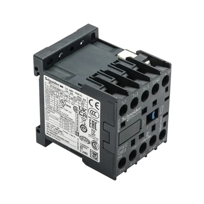 Schneider Electric LP1K Contactor, 24V DC Coil, 3-Pole, 20A, 5.5kW Power Rating, 690V AC Contact Voltage LP1K1210BD3