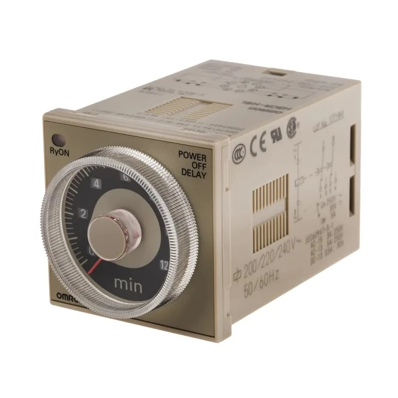 Omron DIN Rail, Panel Mount Timer Relay 2-Contact DPDT 200-240V AC, 0.05 to 12 min OFF Delay H3CR