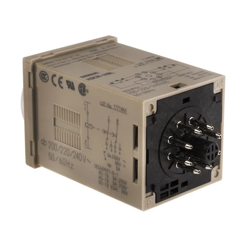 Omron DIN Rail, Panel Mount Timer Relay 2-Contact DPDT 200-240V AC, 0.05 to 12 min OFF Delay H3CR