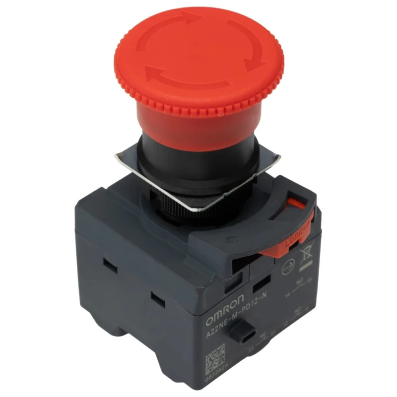 Omron Emergency Stop Push Button 22 mm Panel Mount, 2 NC/1 NO Contacts, Turn Reset Actuation, IP69K, IP65 A22NE-M-PD12-N