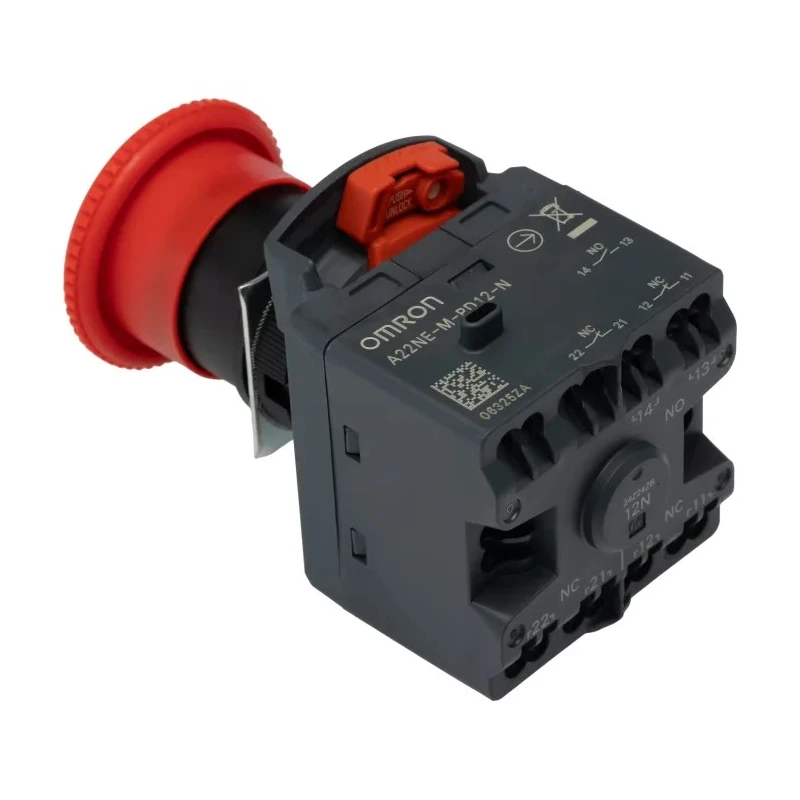 Omron Emergency Stop Push Button 22 mm Panel Mount, 2 NC/1 NO Contacts, Turn Reset Actuation, IP69K, IP65 A22NE-M-PD12-N