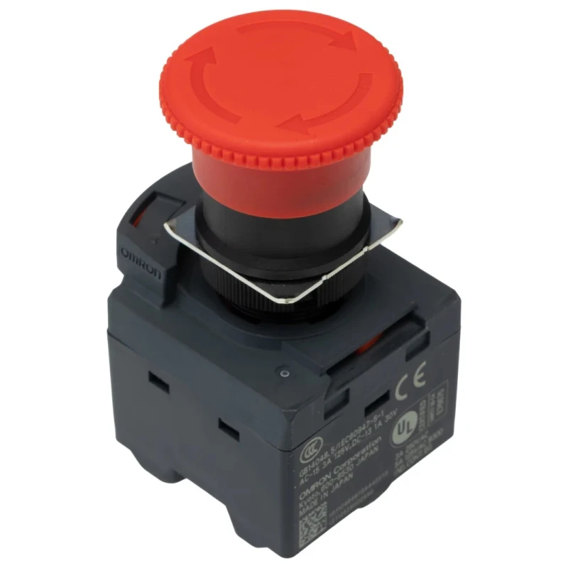 Omron Emergency Stop Push Button 22 mm Panel Mount, 2 NC/1 NO Contacts, Turn Reset Actuation, IP69K, IP65 A22NE-M-PD12-N