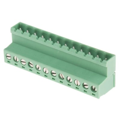 RS PRO Pluggable Terminal Block 12-Contact 5.08 mm Pitch 1 Row Green Polyamide Housing Male Connector 300V 12A 790-0809