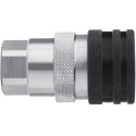 CEJN Steel Hydraulic Quick Connect Coupling Female G 3/8 in, Screw Lock, Zinc Plated, Nitrile Rubber Seal, 350 bar C105251234