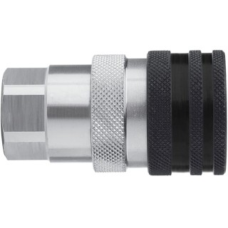 CEJN Steel Hydraulic Quick Connect Coupling Female G 3/8 in, Screw Lock, Zinc Plated, Nitrile Rubber Seal, 350 bar C105251234