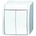 Busch Jaeger - ABB Ocean IP44 1 Way Retractive 2 Gang Light Switch 25V 10A 2601/5 W-54