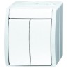 Busch Jaeger - ABB Ocean IP44 1 Way Retractive 2 Gang Light Switch 25V 10A 2601/5 W-54
