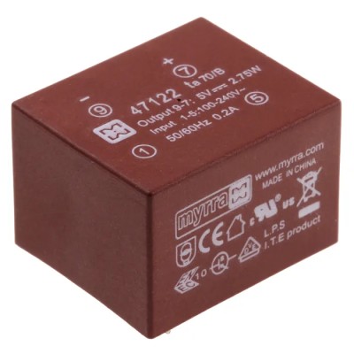 Myrra 2 Output SMPS Transformer 5.4 W Power, 265 V AC Primary, 24 V DC Secondary, Model 47122