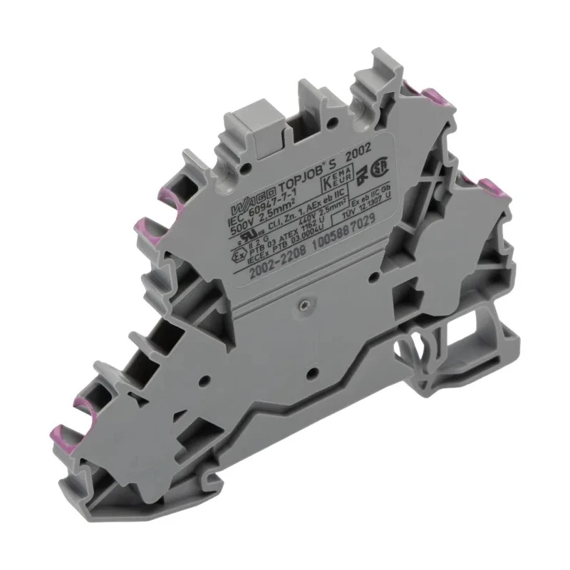 WAGO TOPJOB S 2002 Series Feed Through Terminal Block Grey 2-Level Cage Clamp 500V 24A IECEx/ATEX 2002-2208