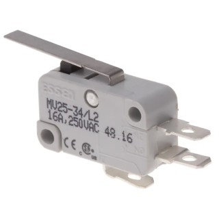 RS PRO Long Straight Lever Micro Switch Quick Connect Terminal 16A 250 V AC SPDT IP40 804-6215