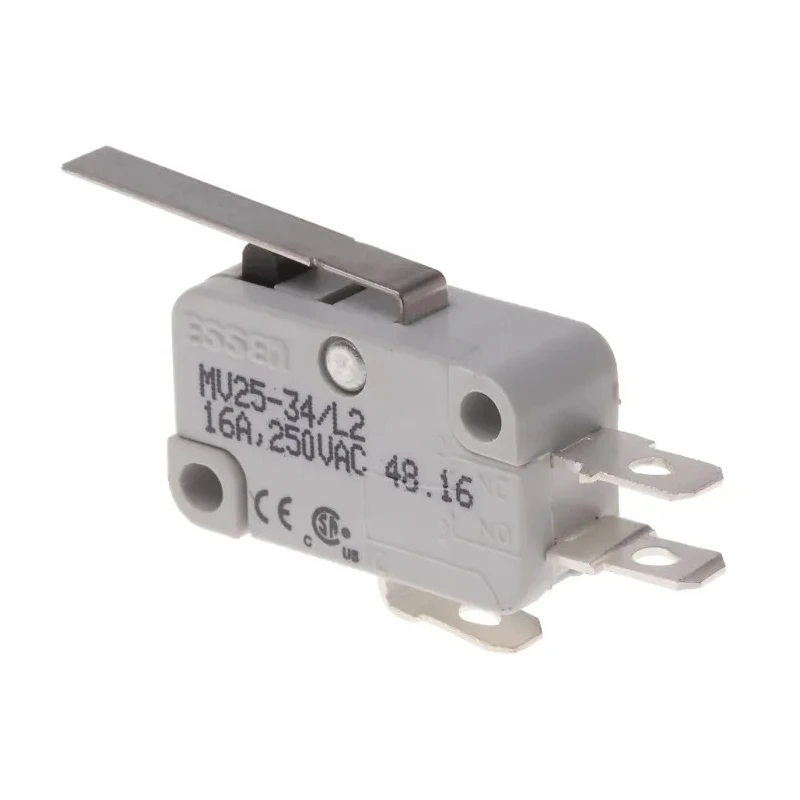 RS PRO Long Straight Lever Micro Switch Quick Connect Terminal 16A 250 V AC SPDT IP40 804-6215