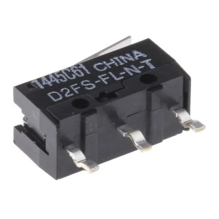 Omron Ultra Subminiature Hinge Lever Micro Switch, PCB Terminal, 100mA, 600 V AC, 6 V DC, SPST, IP40 D2FS-FL-N-T
