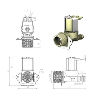 RS PRO Solenoid Valve, 2 Port NC, 230V AC/DC, 3/4 in BSP Thread, 10 bar Pressure 190-4140