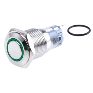 RS PRO Illuminated Push Button Switch, Momentary, Panel Mount, 16 mm Cutout, SPDT, Green LED, IP65, IP67, 250 V AC 811-8449