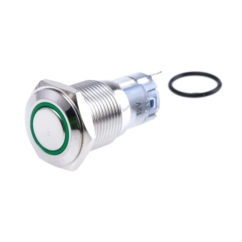 RS PRO Illuminated Push Button Switch, Momentary, Panel Mount, 16 mm Cutout, SPDT, Green LED, IP65, IP67, 250 V AC 811-8449