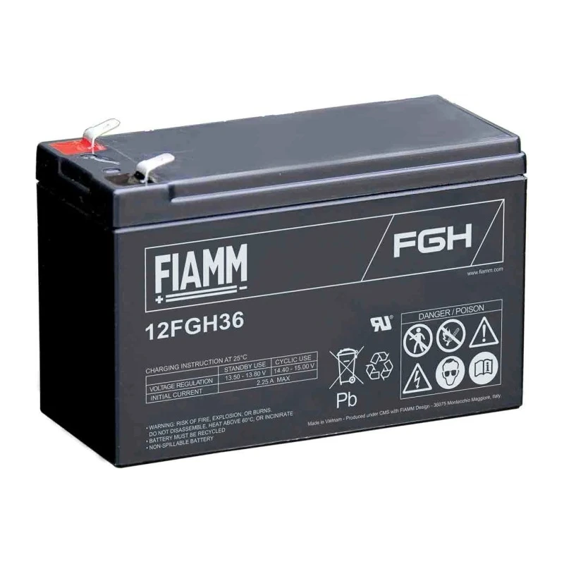 Fiamm 12 V Faston F2 Sealed Lead Acid Battery 9 Ah VRLA AGM 65mm x 100mm 12FGH36