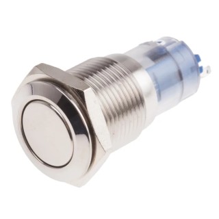 RS PRO Push Button Switch Momentary Panel Mount 16 mm Cutout SPDT White LED IP65 IP67 250 V AC 811-8382