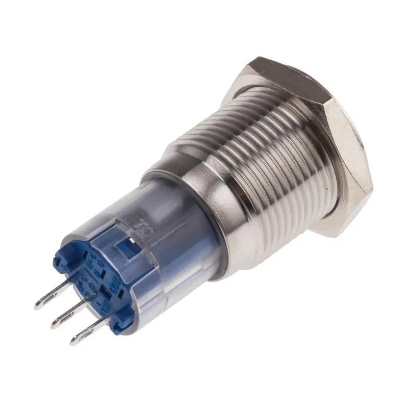 RS PRO Push Button Switch Momentary Panel Mount 16 mm Cutout SPDT White LED IP65 IP67 250 V AC 811-8382