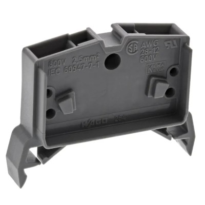 WAGO 264 Series Feed Through Terminal Block Grey 2.5mm² 1-Level Cage Clamp 264-711