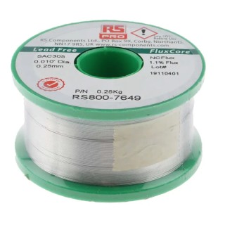 RS PRO Lead-Free Solder Wire 0.25 mm Diameter, 217 °C Melting Point SAC305 Alloy 250g 800-7649