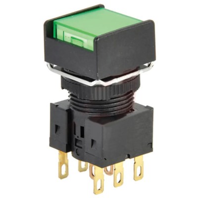 Omron Illuminated Alternate Momentary Push Button Switch Panel Mount 16 mm Cutout DPDT IP65 30 V dc 250 V ac A165L-AGM-24D-2