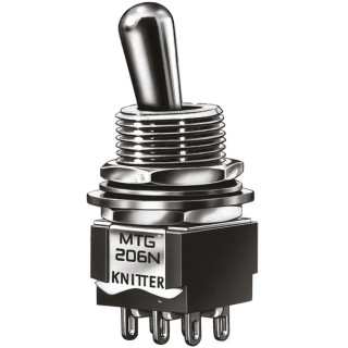 KNITTER-SWITCH Toggle Switch Panel Mount On-Off-On DPDT Solder Terminal 250V AC MTG 206 P