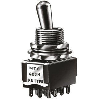 KNITTER-SWITCH Toggle Switch Panel Mount On-Off-On 4PDT Solder Terminal 250V AC MTG 406 P