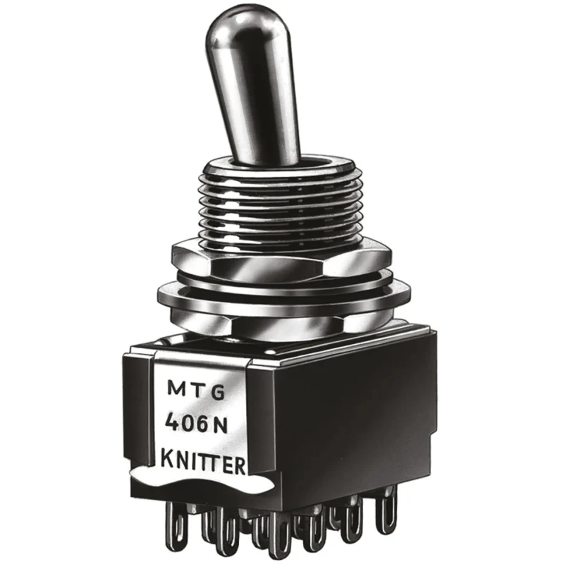 KNITTER-SWITCH Toggle Switch Panel Mount On-Off-On 4PDT Solder Terminal 250V AC MTG 406 P