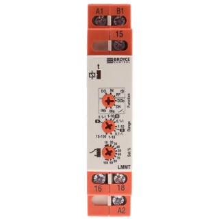 Broyce Control Multifunction DIN Rail Timer Relay 1-Contact SPDT 230 V AC/DC 24 V AC 0.1 s to 100 h LMMT 12-230V AC/DC