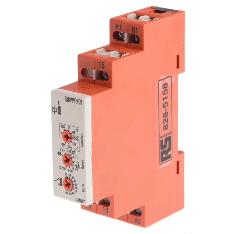 Broyce Control Multifunction DIN Rail Timer Relay 1-Contact SPDT 230 V AC/DC 24 V AC 0.1 s to 100 h LMMT 12-230V AC/DC