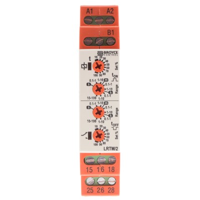 Broyce Control LRTM Series DIN Rail Timer Relay 2-Contact DPDT 230 V AC/DC 0.1 s to 100 h Multifunction LRTM/2 12-230V AC/DC
