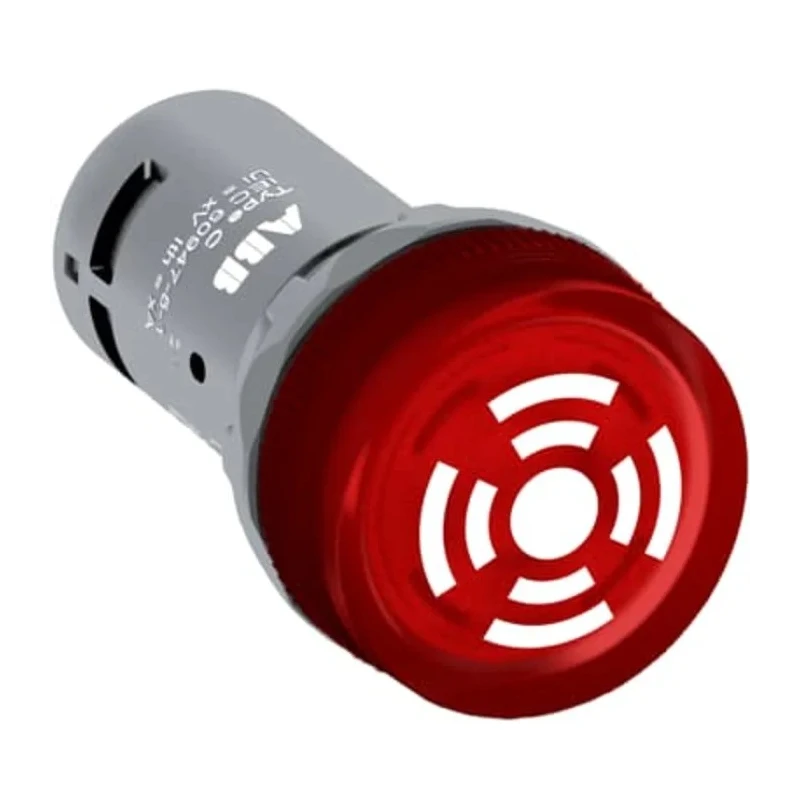 ABB Panel Mount Red LED Buzzer Compact 22 mm Cutout IP67 IP66 130V AC 70mA Round 1SFA619600R6111 CB1-611R