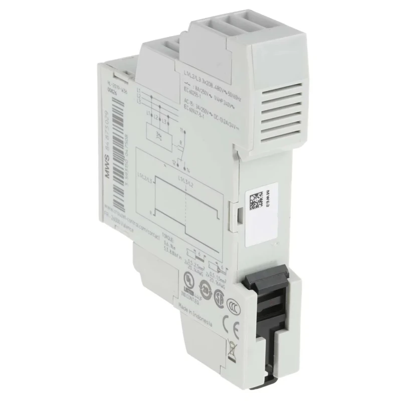 Crouzet Monitoring Relay 3 Phase 183/528 V AC Monitor Range SPDT DIN Rail Mount 208V AC 480V AC 30V AC 84873029