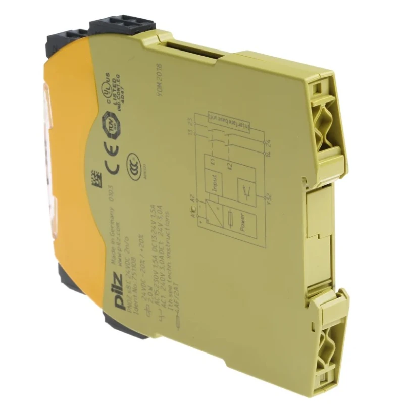Pilz PNOZ s8 C 24V DC Safety Relay with 2 Safety Contacts, 1 Auxiliary Contact, Automatic Reset, 2W Power Consumption 751108