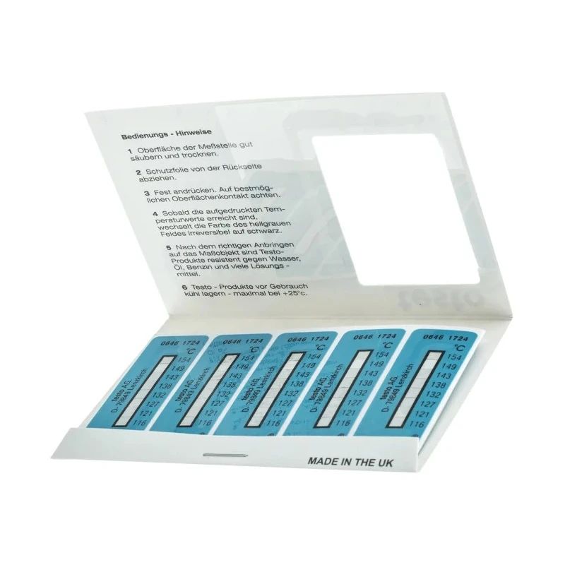 Testo Temperature Sensitive Label 116°C to 154°C 2 Levels, 50mm x 18mm, Pack of 10 0646 1724