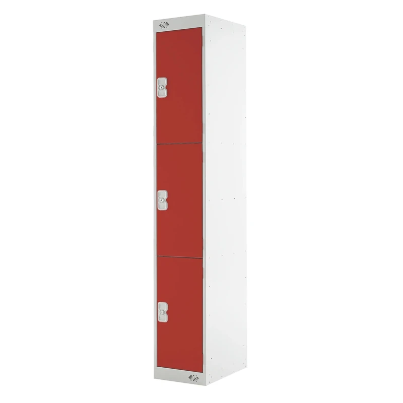RS PRO Steel Red 3 Door Storage Locker 1800 mm x 300 mm x 450 mm 833-2939